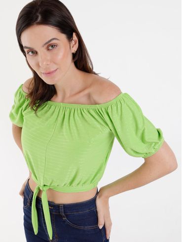 Blusa Ciganinha Cropped Autentique Feminina Verde