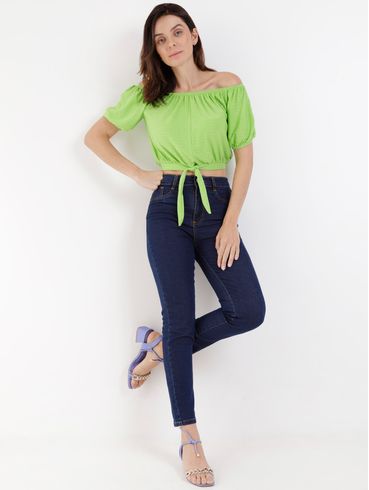 Blusa Ciganinha Cropped Autentique Feminina Verde