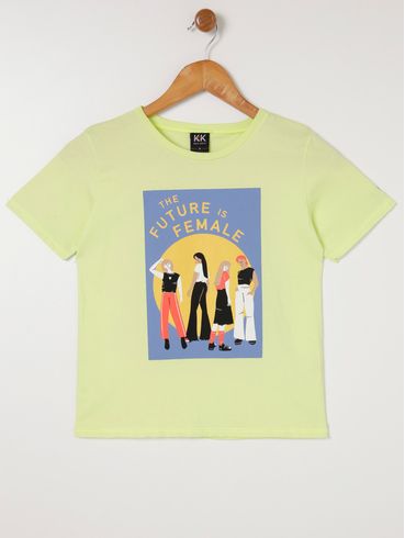 Blusa Manga Curta Juvenil Para Menina - Verde