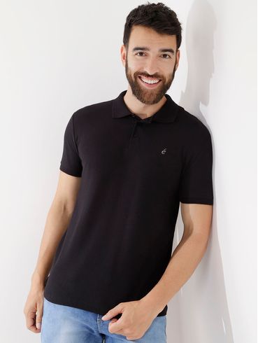 Polo Manga Curta Elétron Masculina Preto