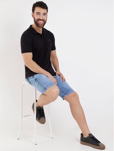 Polo Manga Curta Elétron Masculina Preto