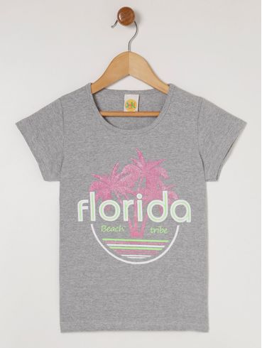 Conjunto Short Cotton Juvenil Para Menina - Cinza
