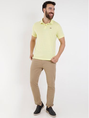 Polo Manga Curta Masculina Amarelo