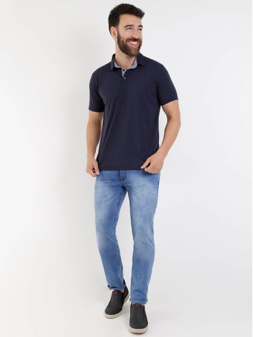 Polo Manga Curta Masculina Azul