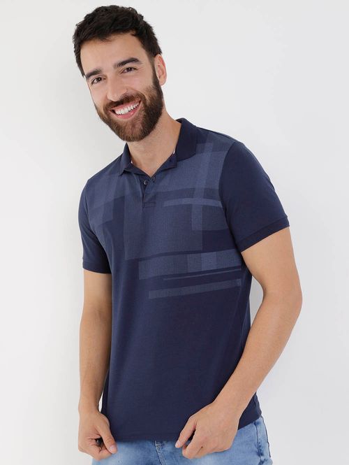 Polo Manga Curta Masculina Azul Marinho