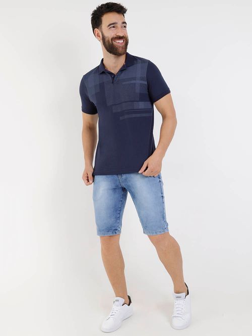Polo Manga Curta Masculina Azul Marinho