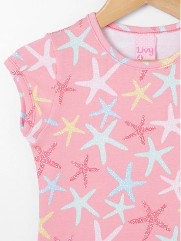 Blusa Manga Curta Estampada Infantil Para Menina - Rosa