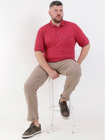 Polo Manga Curta Vilejack Plus Size Masculina Vinho