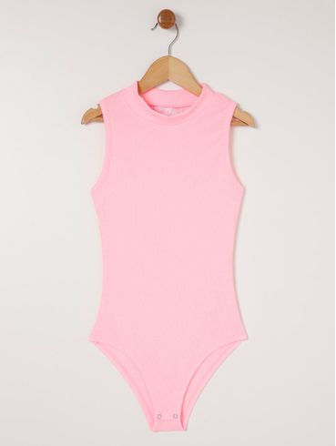 Body Canelado Juvenil Para Menina - Rosa