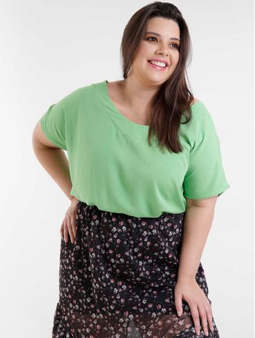 Blusa Manga Curta Autentique Plus Size Feminina Verde