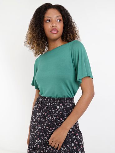 Blusa Manga Curta com Amarração Feminina Verde