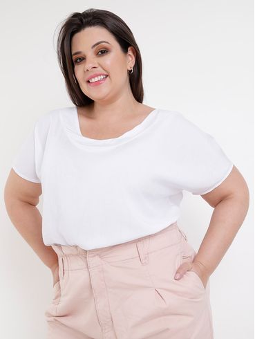Blusa Manga Curta Autentique Plus Size Feminina Branco