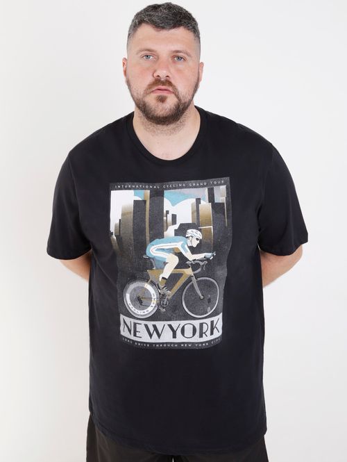 Camiseta Manga Curta Plus Size Masculina Preto