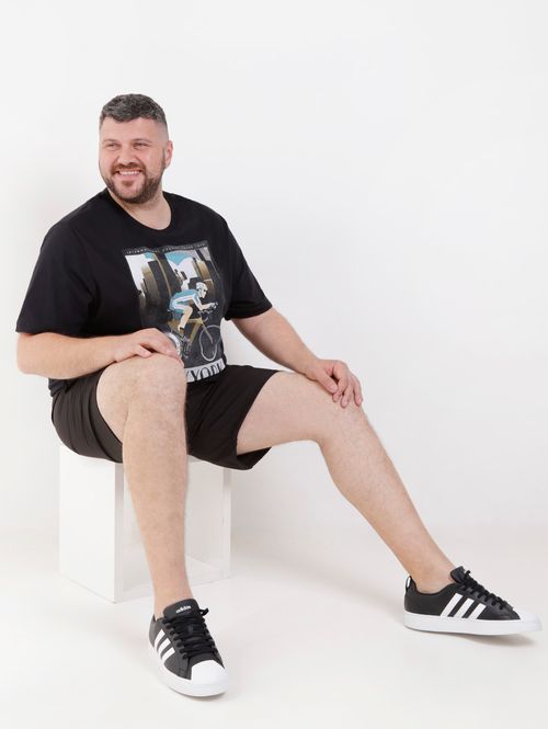 Camiseta Manga Curta Plus Size Masculina Preto