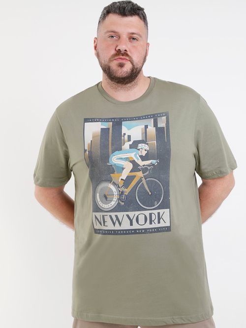 Camiseta Manga Curta Plus Size Masculina Cinza