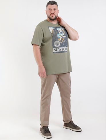 Camiseta Manga Curta Plus Size Masculina Cinza