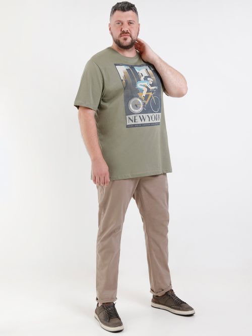 Camiseta Manga Curta Plus Size Masculina Cinza