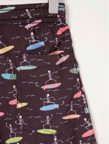 Calção Estampado Juvenil Para Menino - Preto