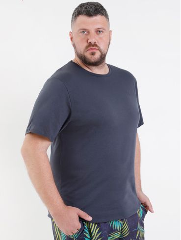 Camiseta Básica Plus Size Masculina Cinza