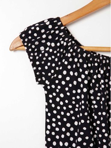 Blusa Ciganinha Poá Juvenil Para Menina - Preto