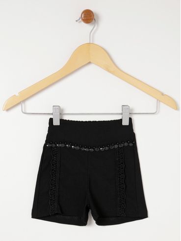 Short Infantil Para Menina - Preto