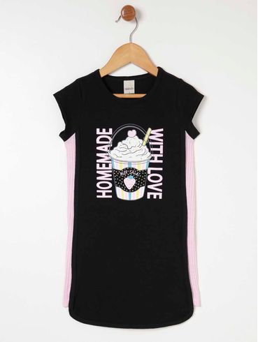 Vestido Infantil Para Menina - Preto/Rosa