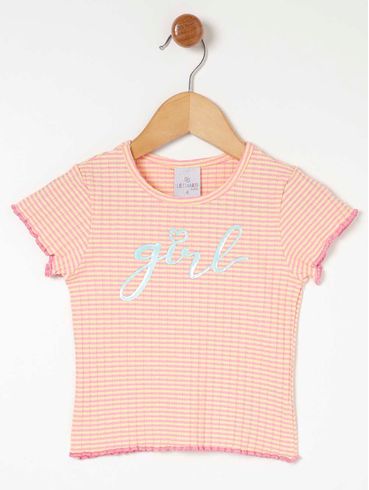 Blusa Manga Curta Infantil Para Menina - Amarelo