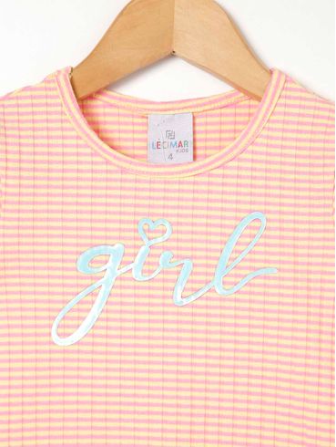 Blusa Manga Curta Infantil Para Menina - Amarelo