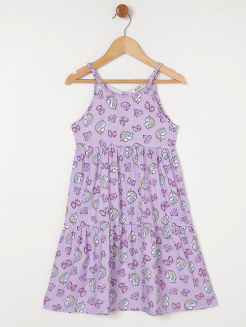 Vestido Estampado Kid+ Infantil Para Menina - Lilás