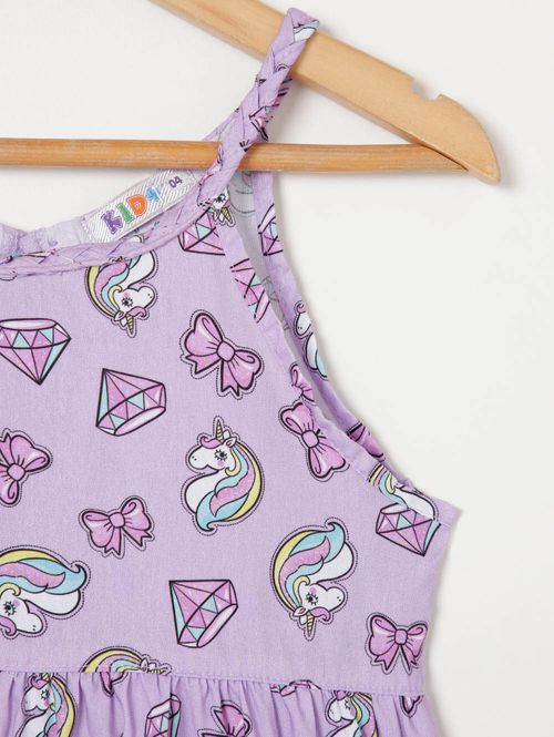 Vestido Estampado Kid+ Infantil Para Menina - Lilás