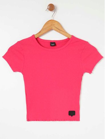 Blusa Manga Curta Juvenil Para Menina - Rosa