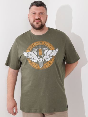 Camiseta Manga Curta Plus Size Masculina Verde