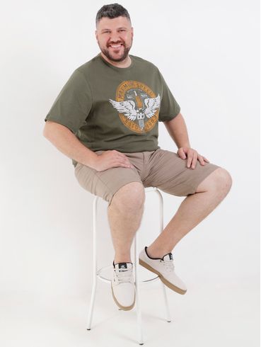 Camiseta Manga Curta Plus Size Masculina Verde