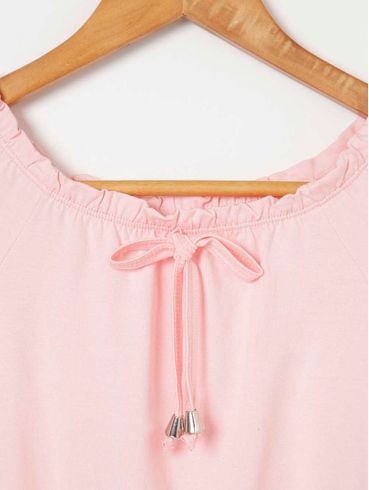 Blusa Manga Curta Juvenil Para Menina - Rosa