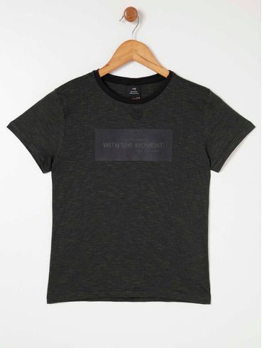 Camiseta Manga Curta Juvenil Para Menino - Preto