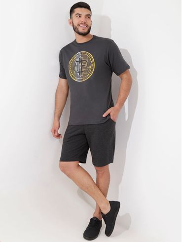 Bermuda Moletinho Mesclada Masculina Chumbo