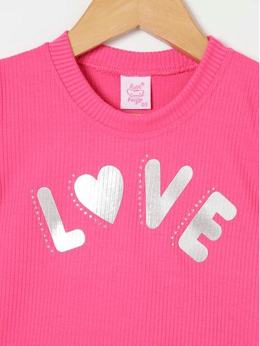 Blusa Manga Curta Infantil Para Menina - Rosa Pink