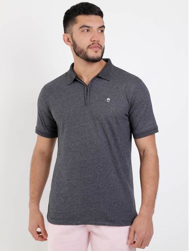 Polo Manga Curta Masculina Preto