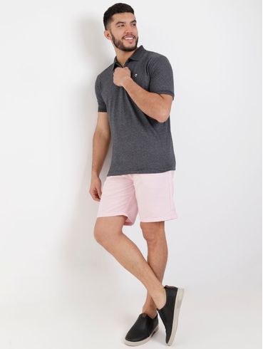 Polo Manga Curta Masculina Preto