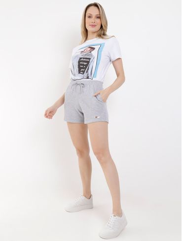 Short Moletinho Feminino Cinza