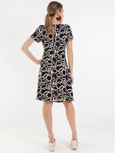 Vestido Curto Estampado Autentique Feminino Preto