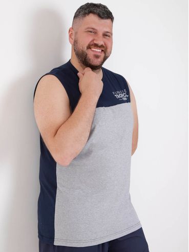 Camiseta Regata Plus Size Masculina Cinza