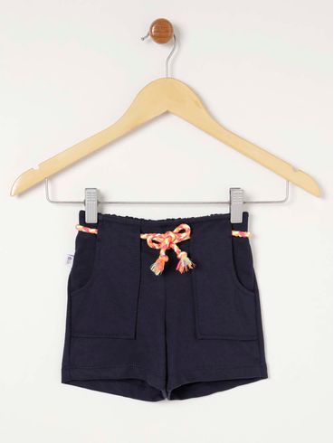 Short Moletinho Infantil Para Menina - Azul Marinho
