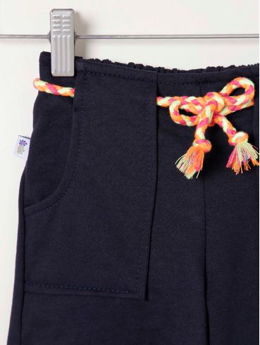Short Moletinho Infantil Para Menina - Azul Marinho