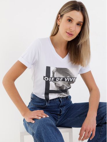 Blusa Manga Curta Feminina Branco