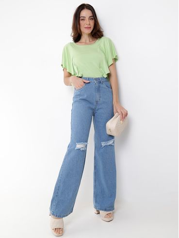 Blusa Manga Curta Feminina Verde