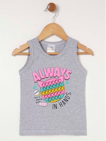 Blusa Regata Infantil Para Menina - Cinza