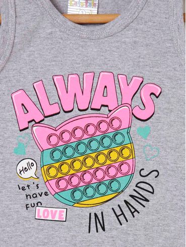Blusa Regata Infantil Para Menina - Cinza