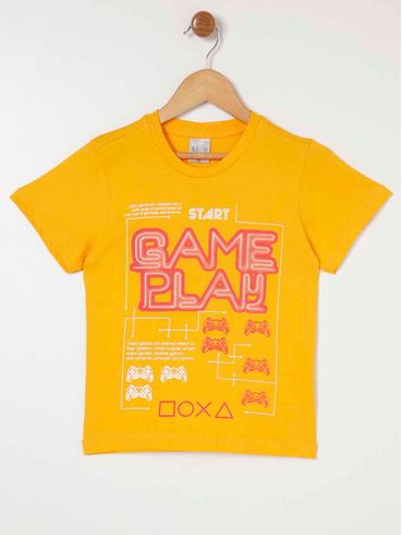 Camiseta Manga Curta Kid+ Infantil Para Menino - Laranja