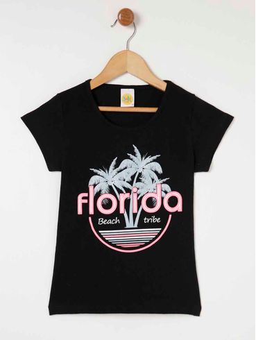 Conjunto Short Cotton Juvenil Para Menina - Preto